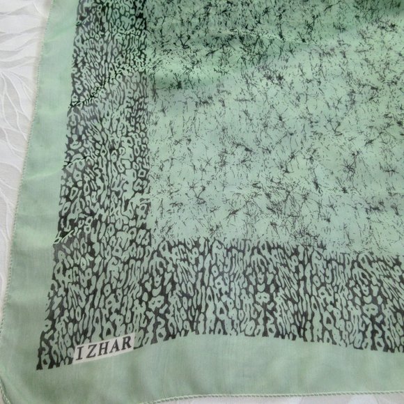 Izhar Scarf Green & Black Abstract 32" Square - Picture 4 of 4
